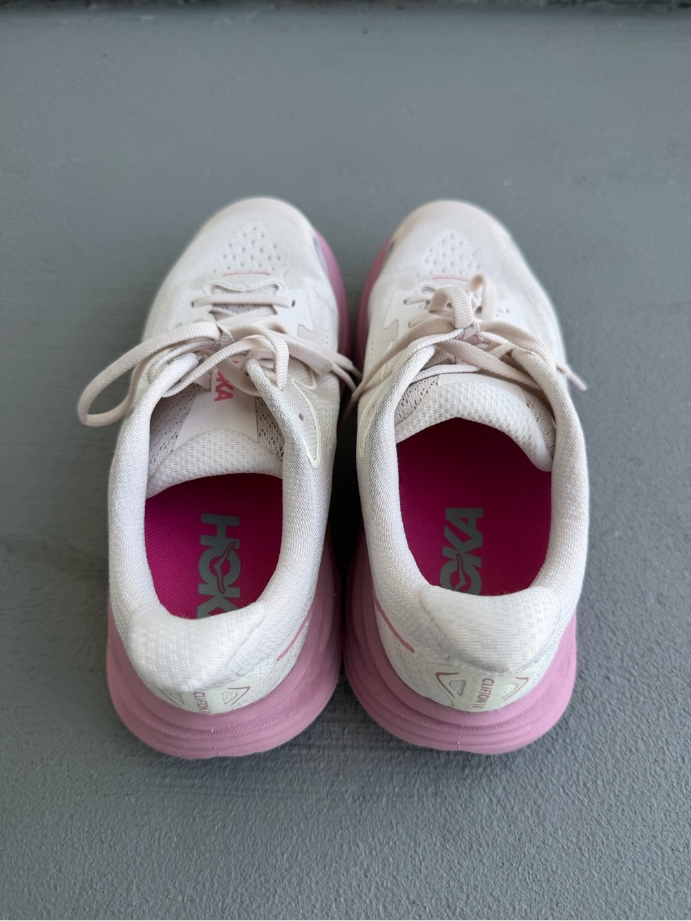 HOKA Kids’ Size 5 (Women’s 7) Clifton 10 Running Shoes Rose Cream / Dried Rose - Picture 3 of 5
